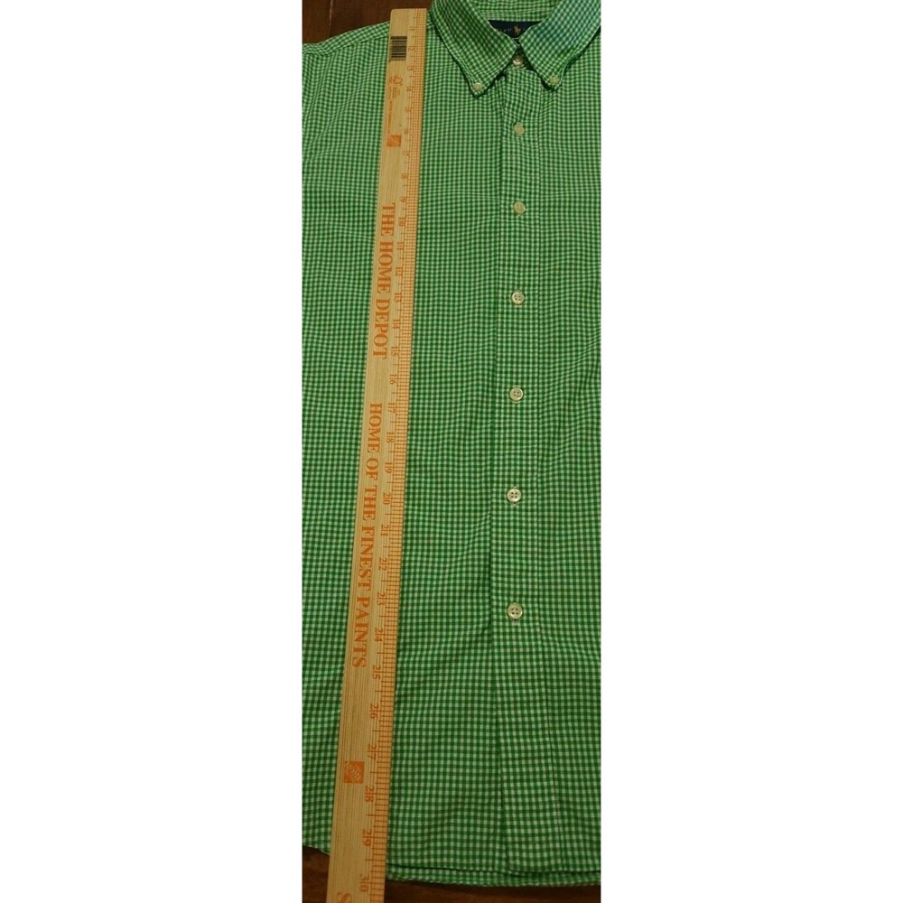 Polo Ralph Lauren Men Large L Slim Fit Gingham Button Down Shirt Green Cotton - Picture 6 of 9